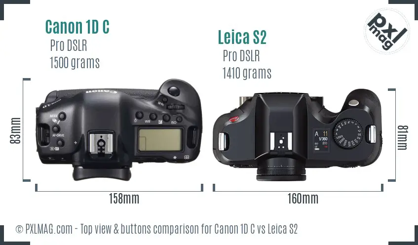 Canon 1D C vs Leica S2 top view buttons comparison