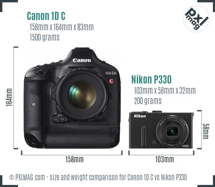 Canon 1D C vs Nikon P330 size comparison