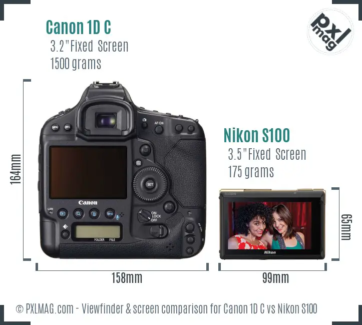 Canon 1D C vs Nikon S100 Screen and Viewfinder comparison