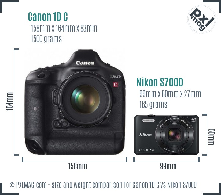 Canon 1D C vs Nikon S7000 size comparison Canon 1D C vs Nikon S7000 size comparison