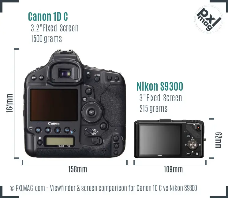 Canon 1D C vs Nikon S9300 Screen and Viewfinder comparison