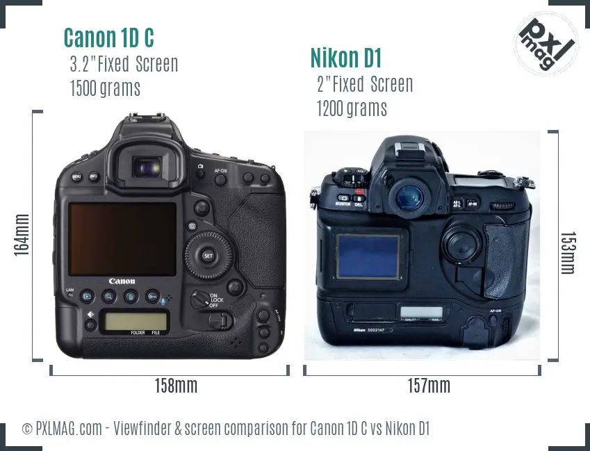 Canon 1D C vs Nikon D1 Screen and Viewfinder comparison