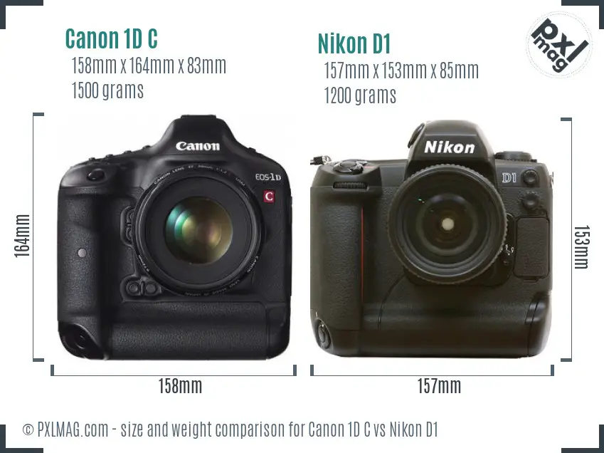 Canon 1D C vs Nikon D1 size comparison