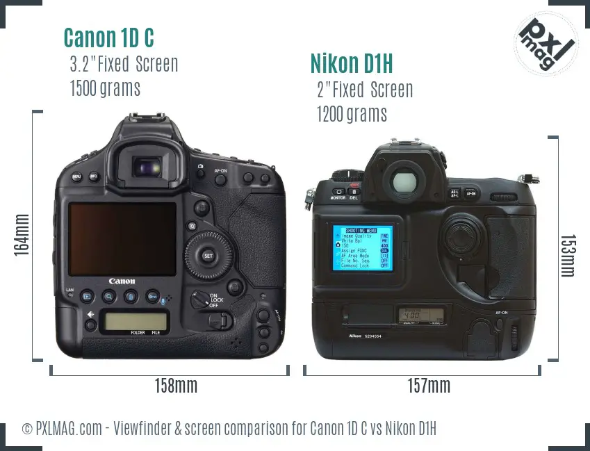 Canon 1D C vs Nikon D1H Screen and Viewfinder comparison