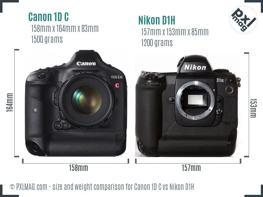 Canon 1D C vs Nikon D1H size comparison