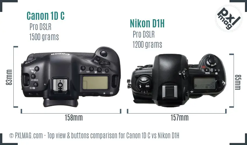 Canon 1D C vs Nikon D1H top view buttons comparison