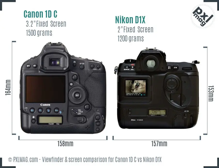 Canon 1D C vs Nikon D1X Screen and Viewfinder comparison