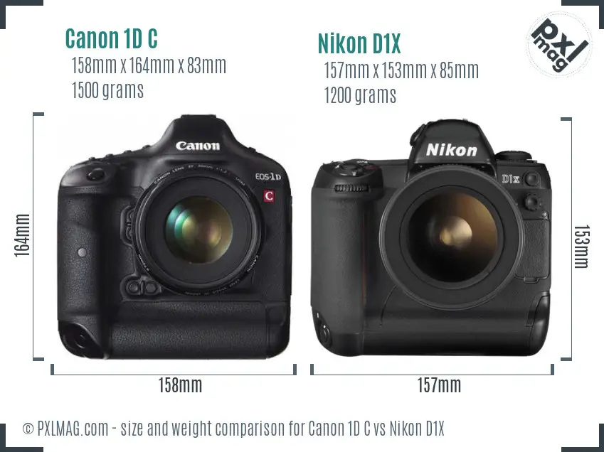 Canon 1D C vs Nikon D1X size comparison