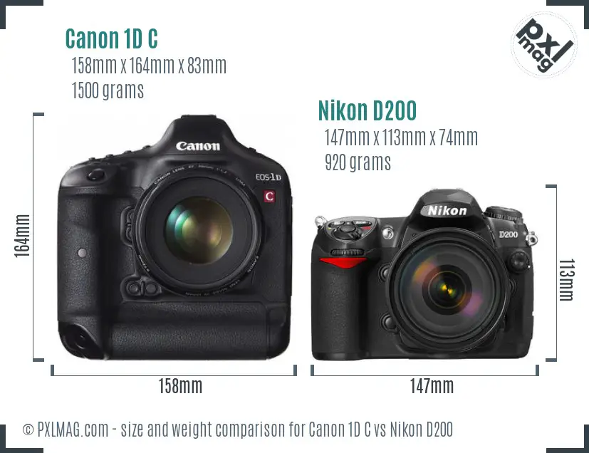 Canon 1D C vs Nikon D200 size comparison Canon 1D C vs Nikon D200 size comparison