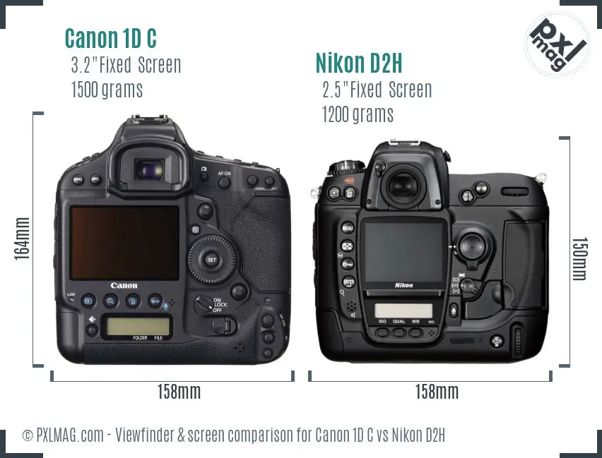 Canon 1D C vs Nikon D2H Screen and Viewfinder comparison