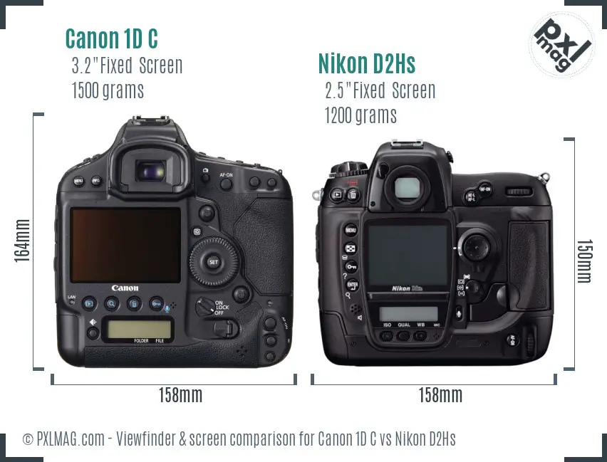 Canon 1D C vs Nikon D2Hs Screen and Viewfinder comparison