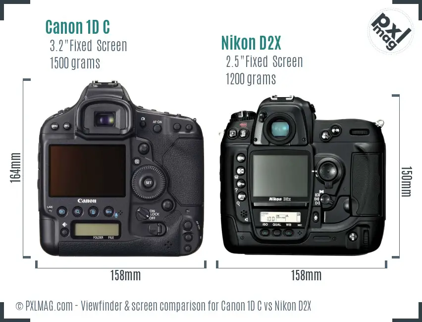 Canon 1D C vs Nikon D2X Screen and Viewfinder comparison