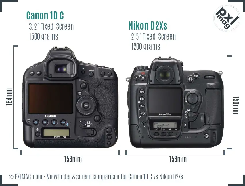 Canon 1D C vs Nikon D2Xs Screen and Viewfinder comparison