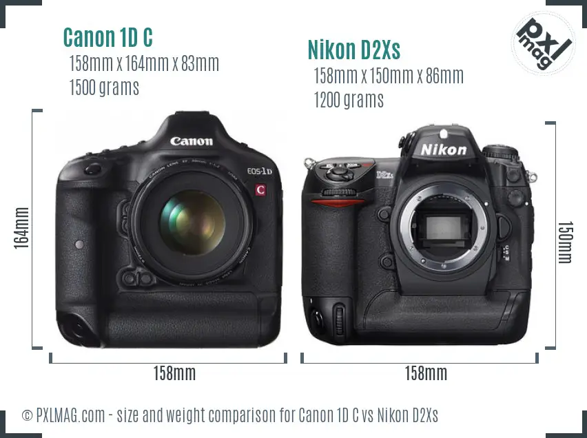 Canon 1D C vs Nikon D2Xs size comparison