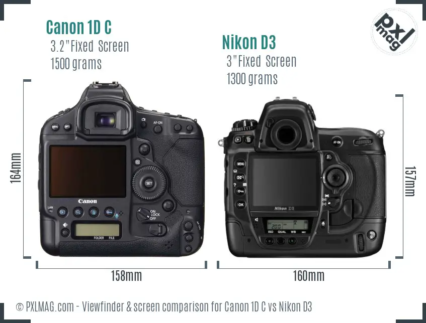 Canon 1D C vs Nikon D3 Screen and Viewfinder comparison