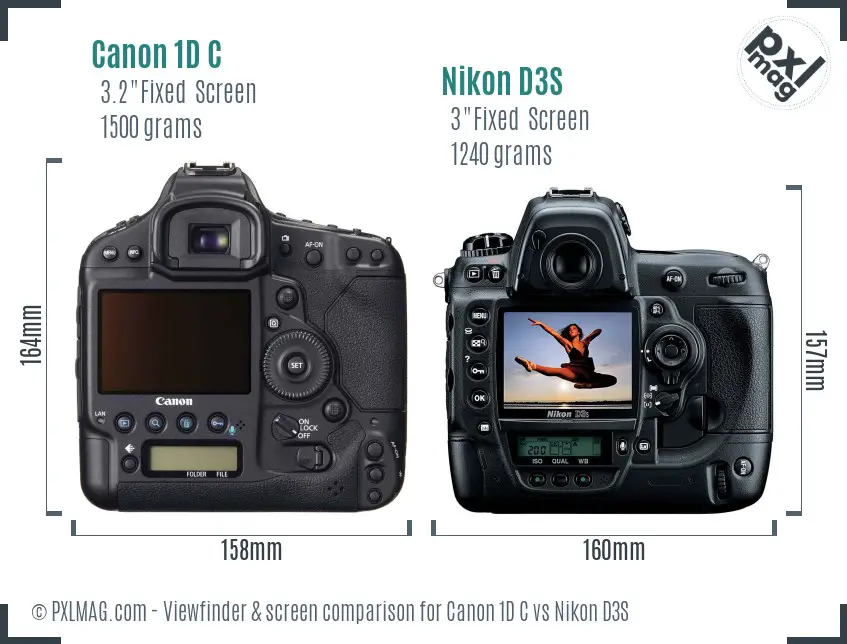 Canon 1D C vs Nikon D3S Screen and Viewfinder comparison