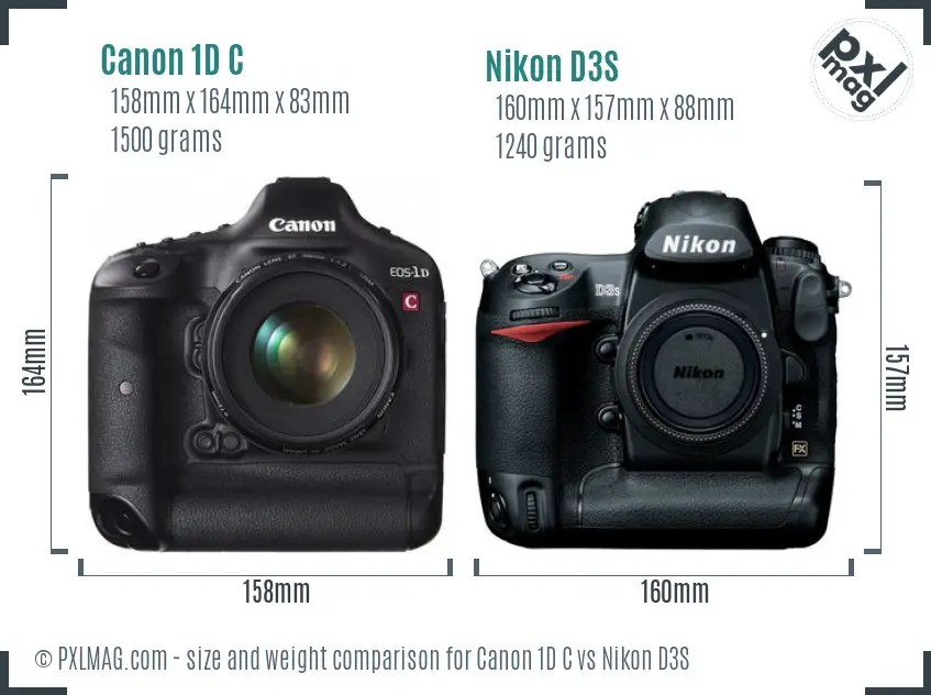 Canon 1D C vs Nikon D3S size comparison