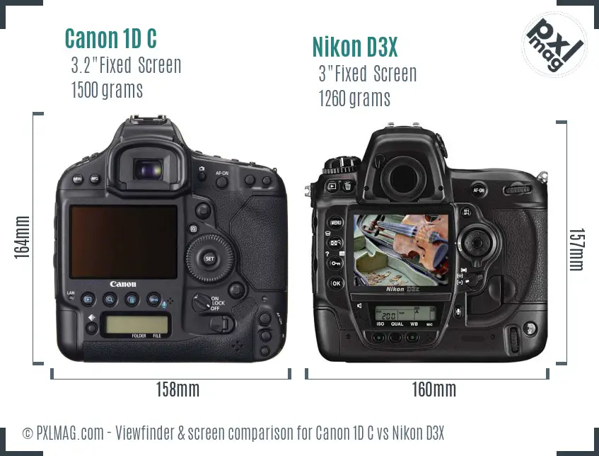 Canon 1D C vs Nikon D3X Screen and Viewfinder comparison