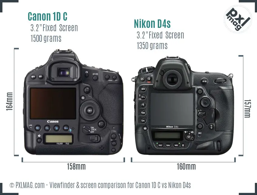 Canon 1D C vs Nikon D4s Screen and Viewfinder comparison