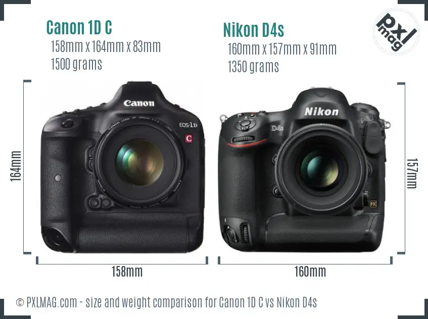 Canon 1D C vs Nikon D4s size comparison