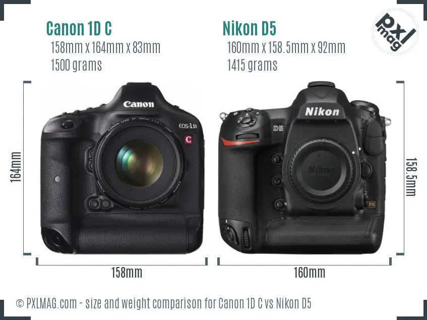 Canon 1D C vs Nikon D5 size comparison
