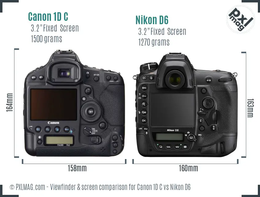 Canon 1D C vs Nikon D6 Screen and Viewfinder comparison