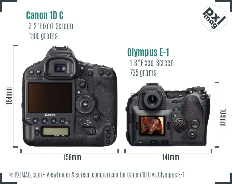 Canon 1D C vs Olympus E-1 Screen and Viewfinder comparison