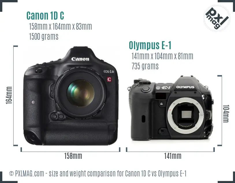 Canon 1D C vs Olympus E-1 size comparison