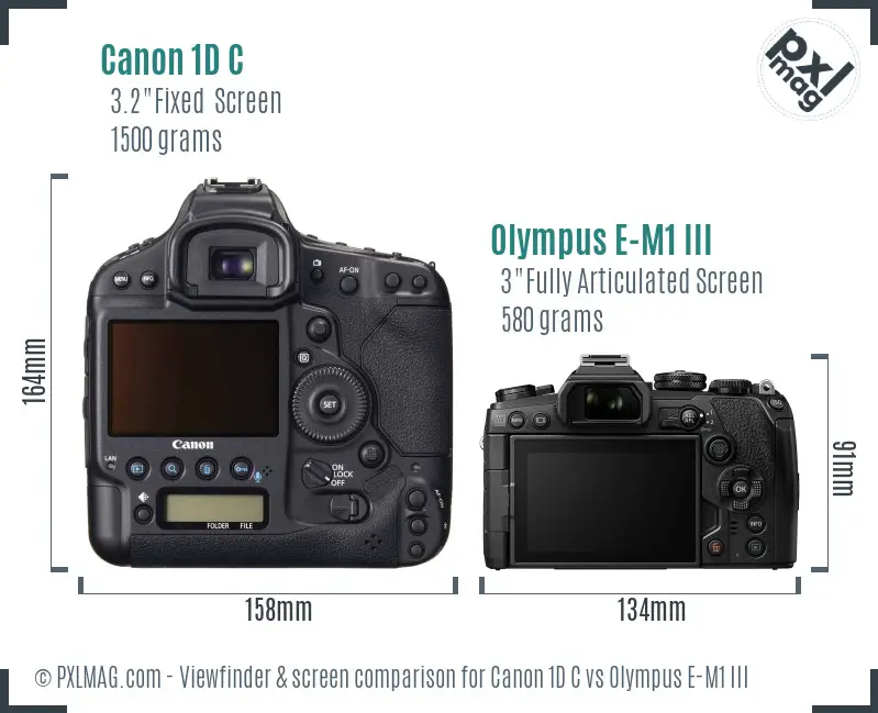 Canon 1D C vs Olympus E-M1 III Screen and Viewfinder comparison