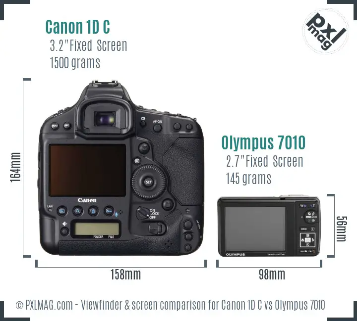 Canon 1D C vs Olympus 7010 Screen and Viewfinder comparison