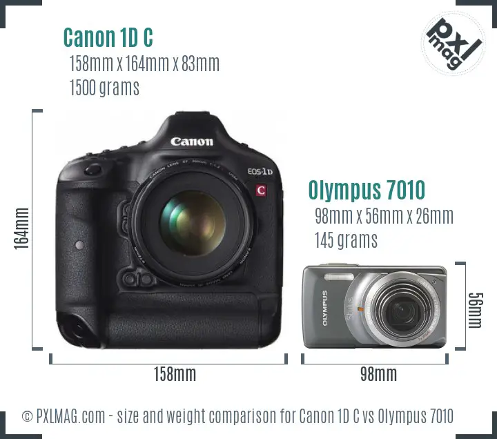 Canon 1D C vs Olympus 7010 size comparison