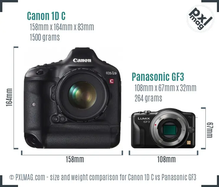 Canon 1D C vs Panasonic GF3 size comparison