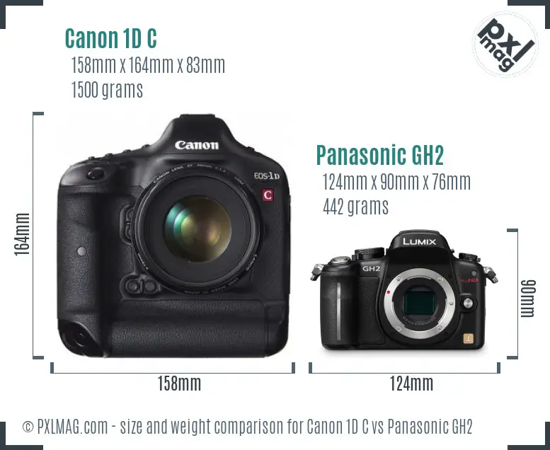 Canon 1D C vs Panasonic GH2 size comparison
