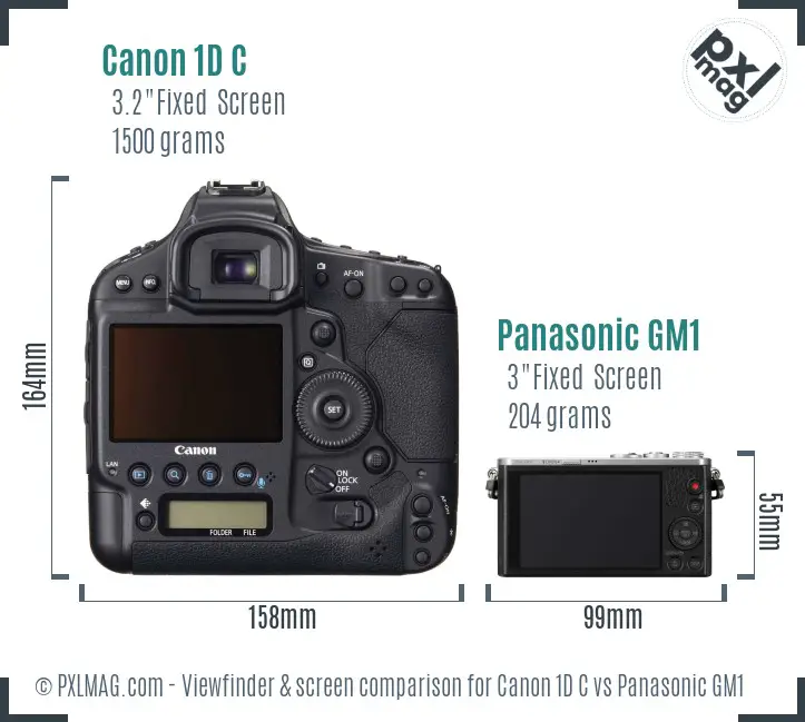 Canon 1D C vs Panasonic GM1 Screen and Viewfinder comparison