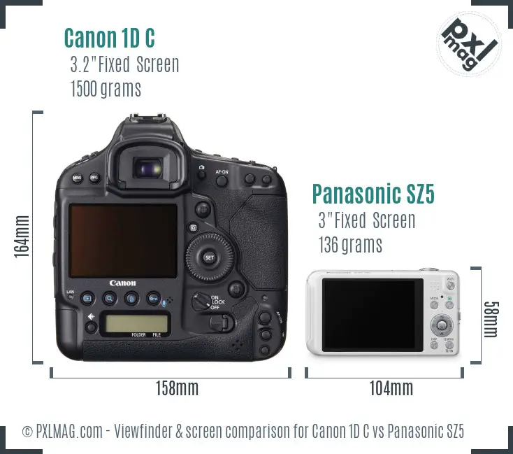 Canon 1D C vs Panasonic SZ5 Screen and Viewfinder comparison