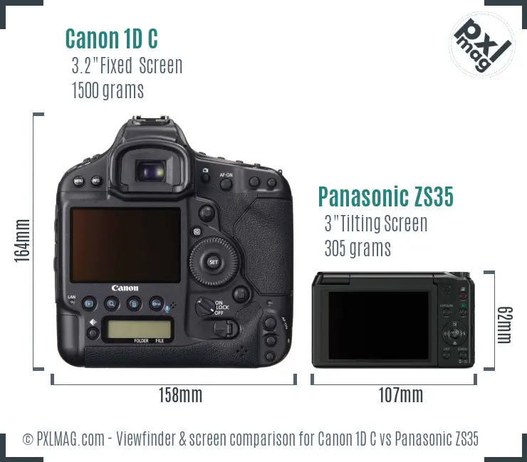 Canon 1D C vs Panasonic ZS35 Screen and Viewfinder comparison