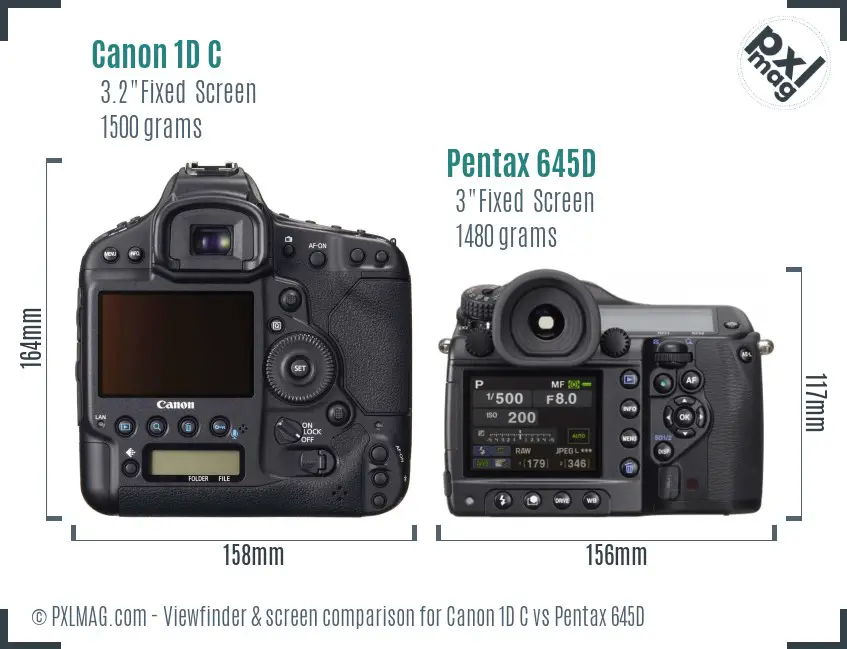 Canon 1D C vs Pentax 645D Screen and Viewfinder comparison