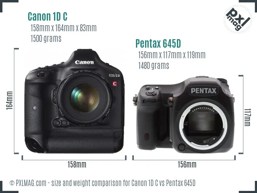 Canon 1D C vs Pentax 645D size comparison
