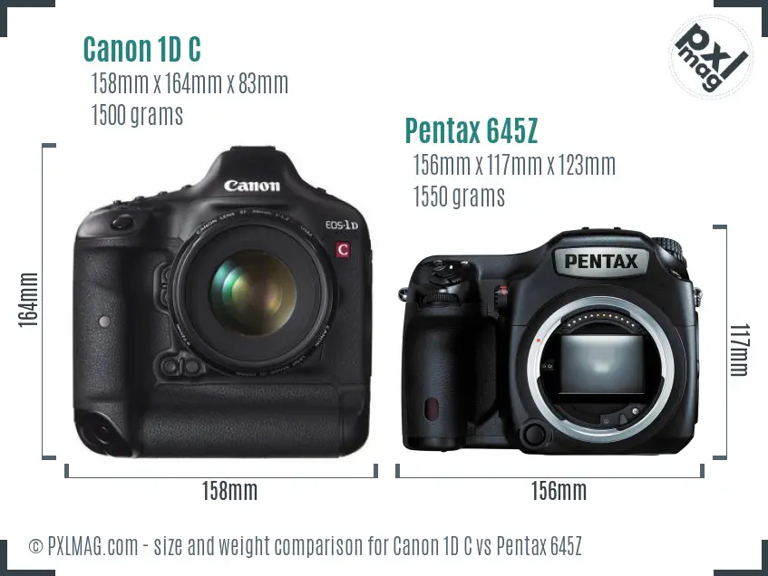 Canon 1D C vs Pentax 645Z size comparison