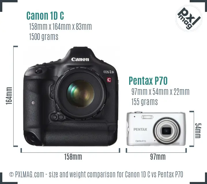 Canon 1D C vs Pentax P70 size comparison