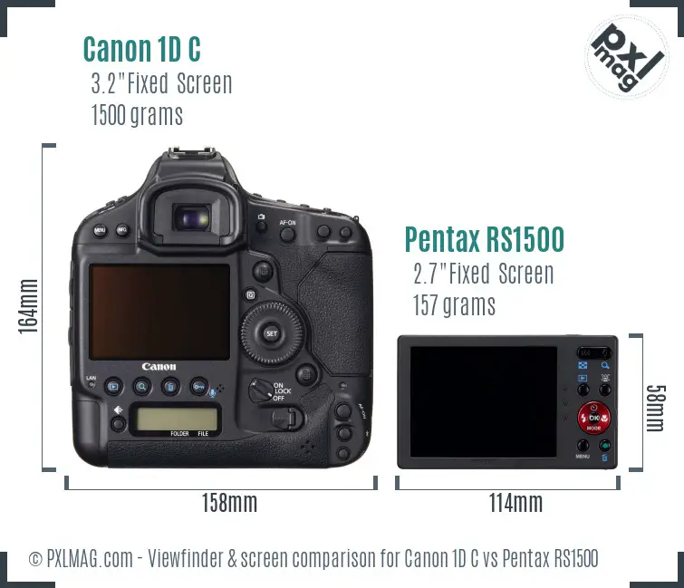 Canon 1D C vs Pentax RS1500 Screen and Viewfinder comparison