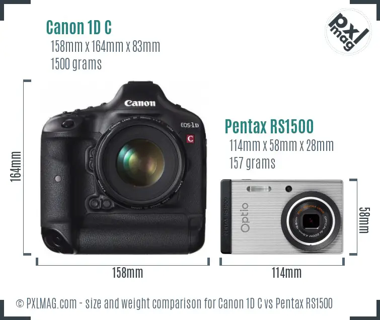 Canon 1D C vs Pentax RS1500 size comparison