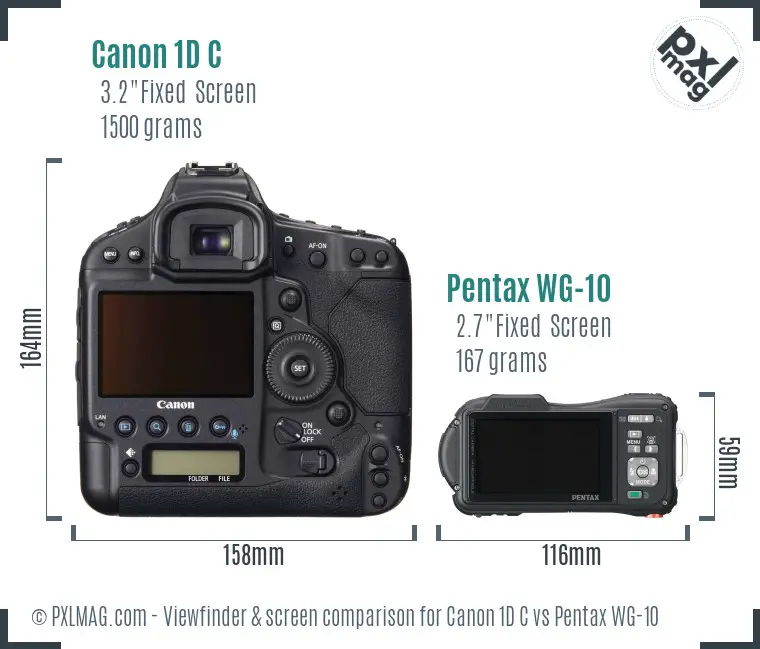 Canon 1D C vs Pentax WG-10 Screen and Viewfinder comparison