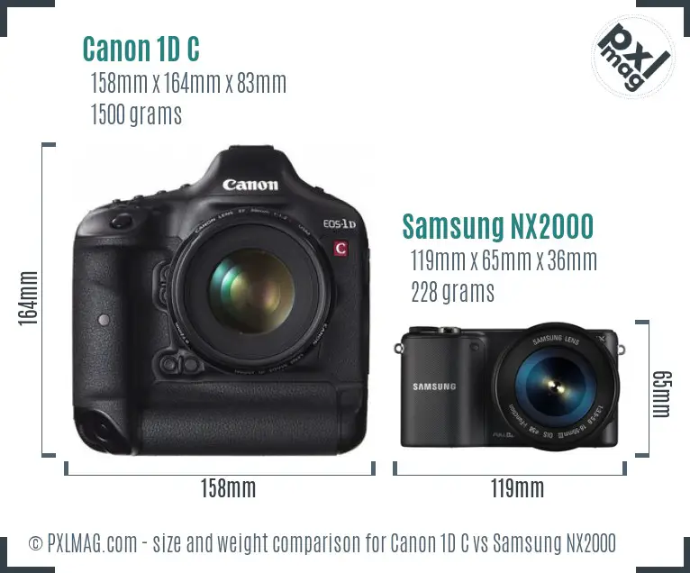 Canon 1D C vs Samsung NX2000 size comparison