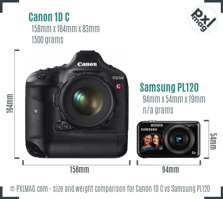 Canon 1D C vs Samsung PL120 size comparison