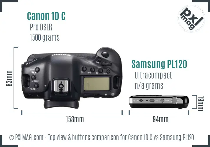 Canon 1D C vs Samsung PL120 top view buttons comparison