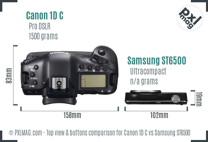 Canon 1D C vs Samsung ST6500 top view buttons comparison