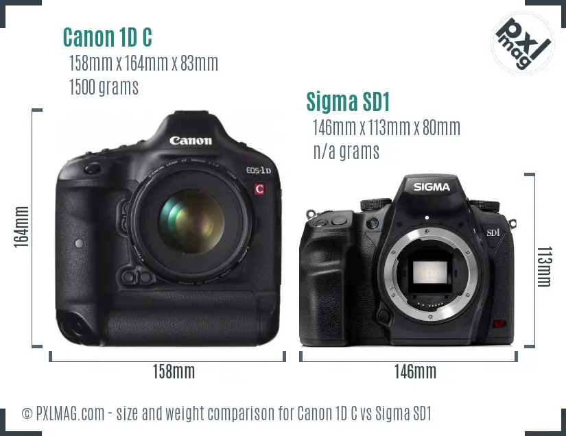 Canon 1D C vs Sigma SD1 size comparison
