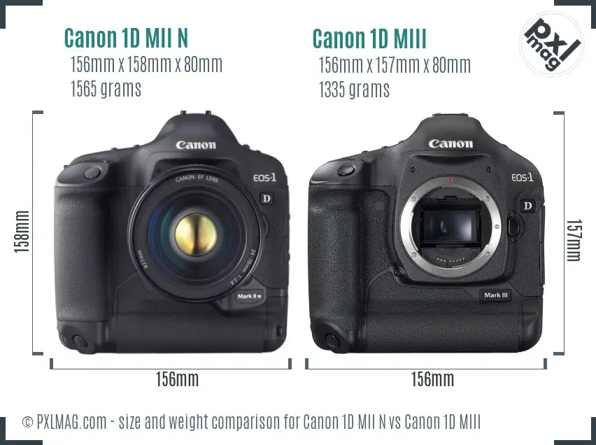 Canon 1D MII N vs Canon 1D MIII size comparison