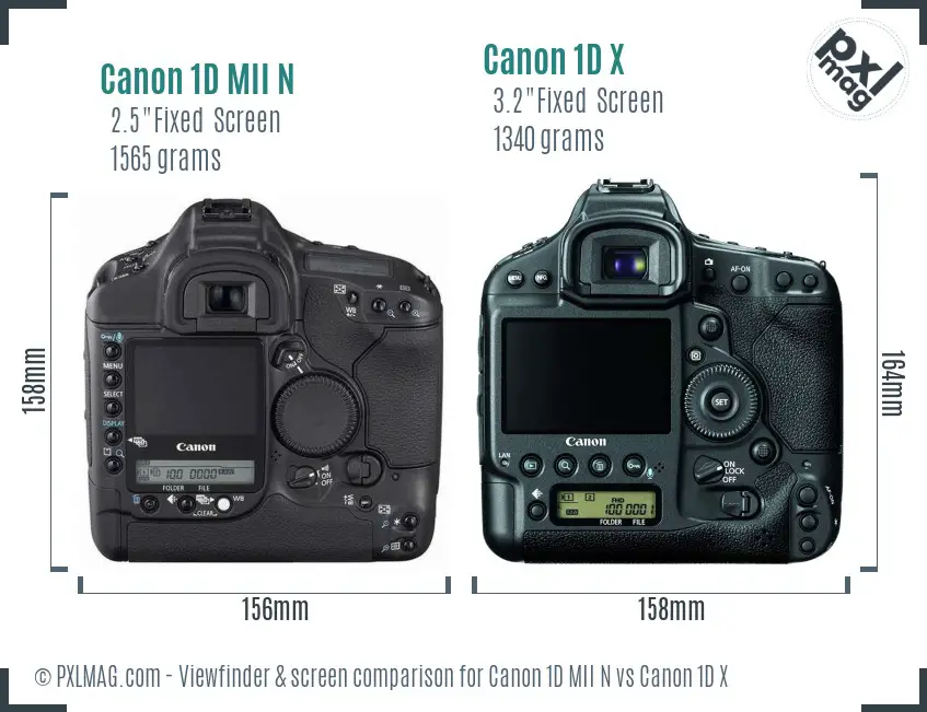 Canon 1D MII N vs Canon 1D X Screen and Viewfinder comparison